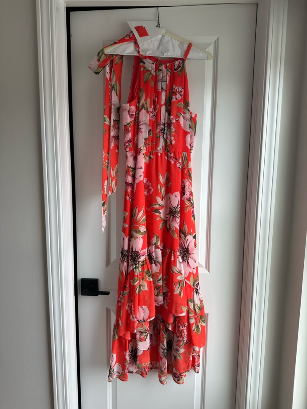 Vince Camuto Coral Red Floral Print Dress-4